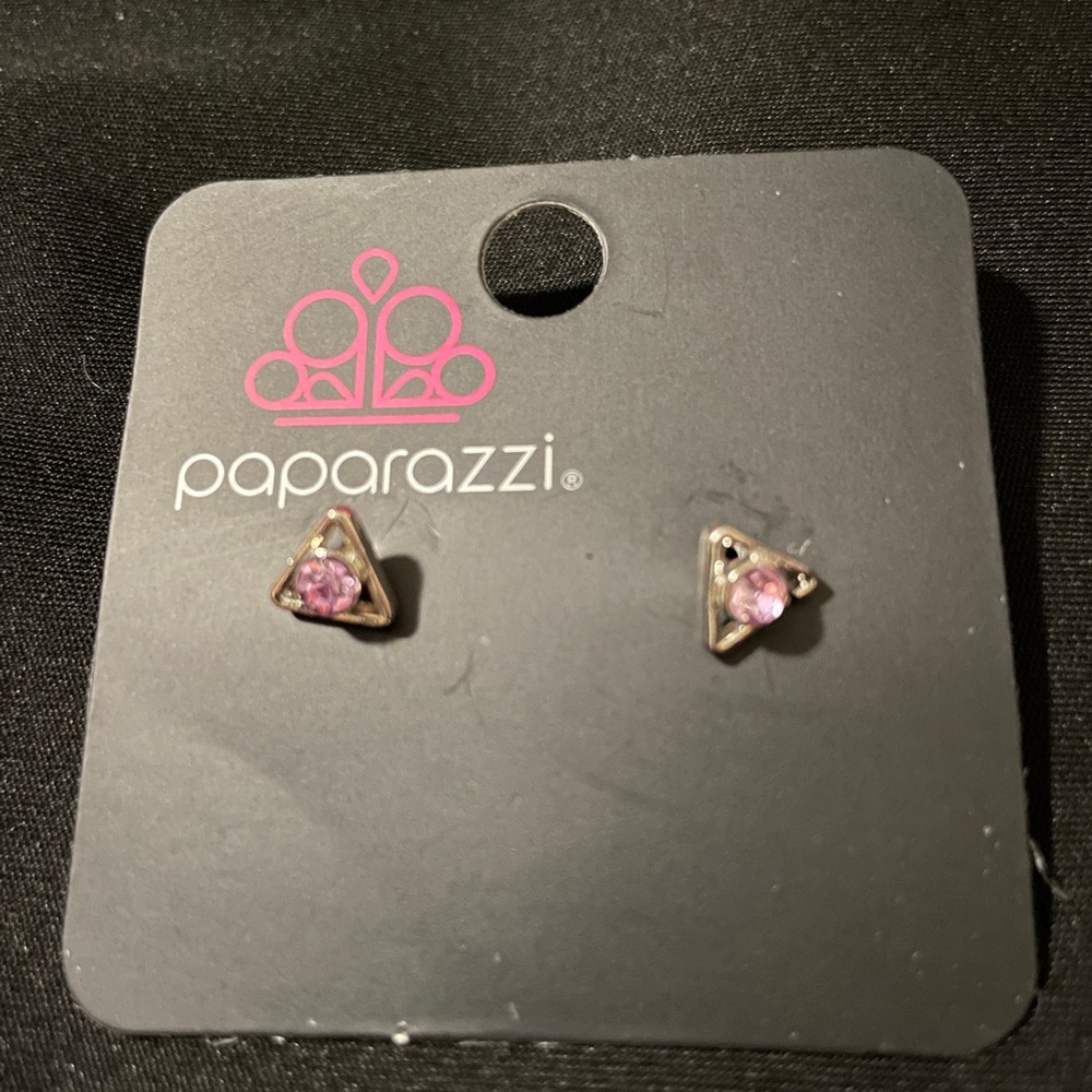 Paparazzi Pink Gem Triangle Earrings